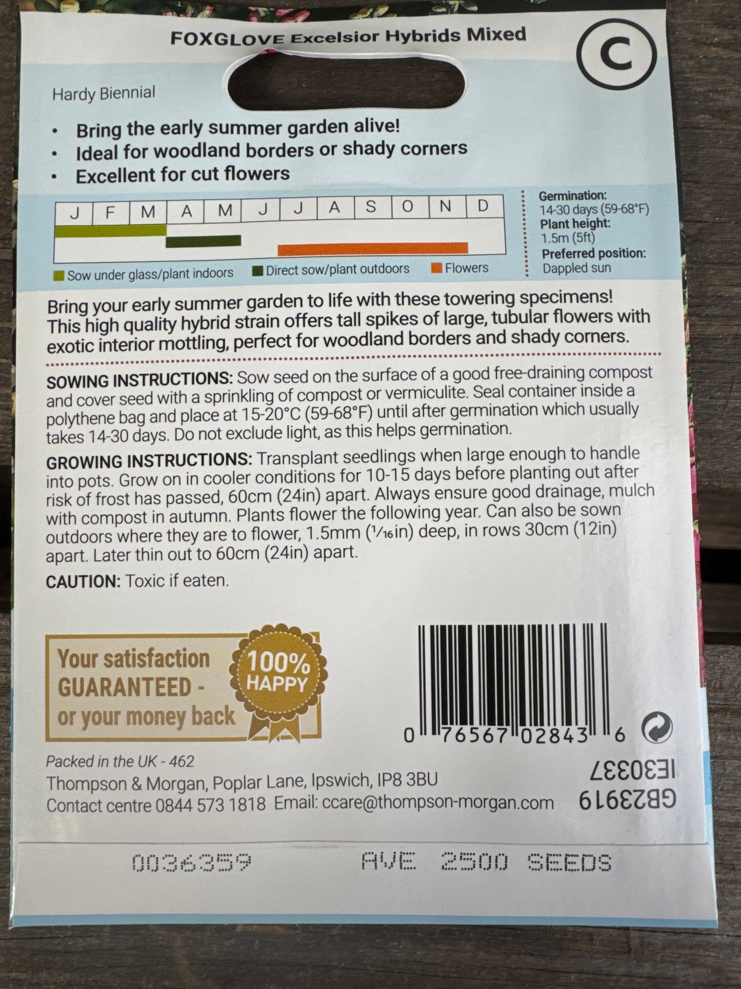 SEEDS - Foxglove Excelsior Hybrids Mixed