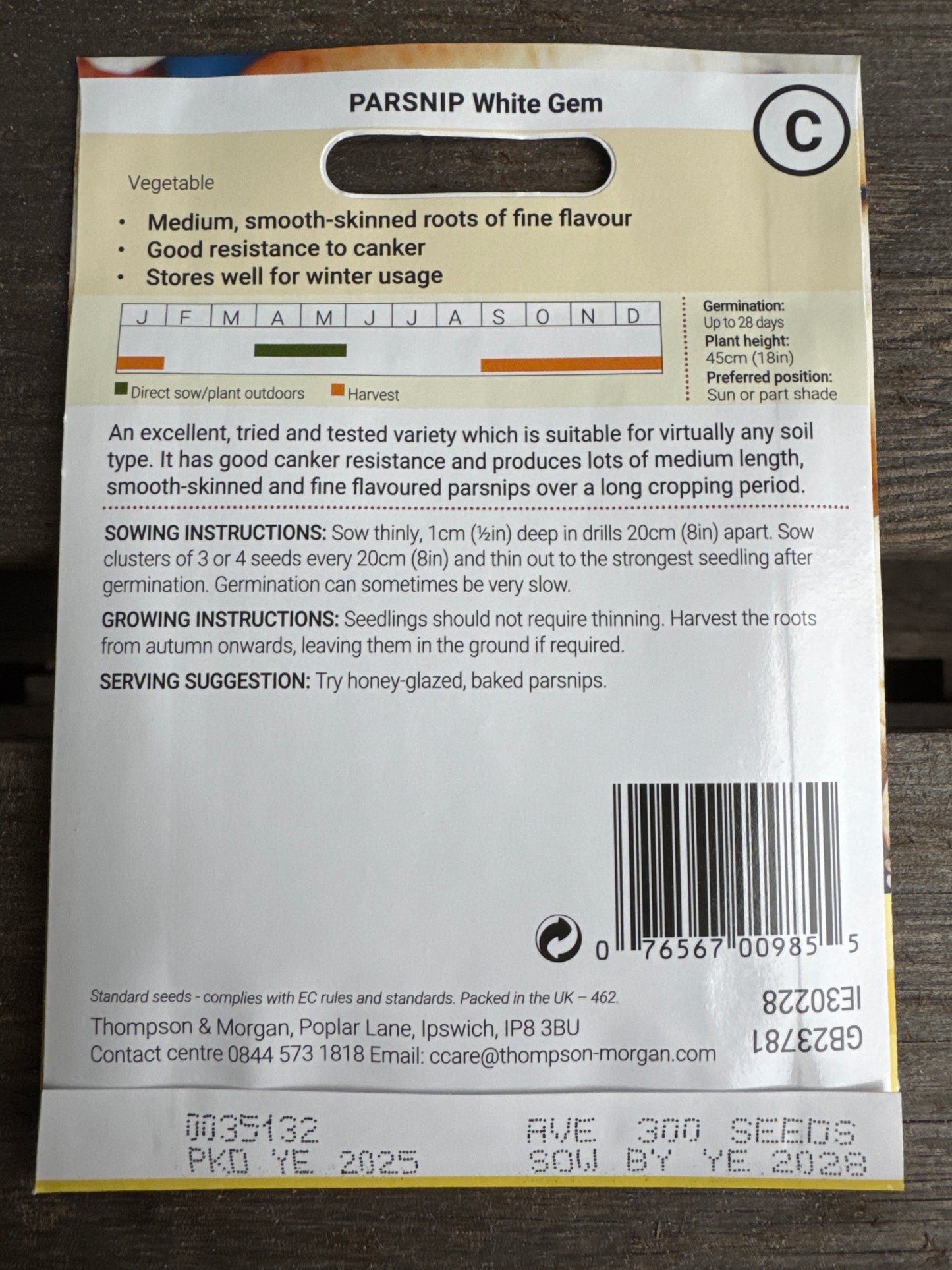 SEEDS - Parsnip White Gem
