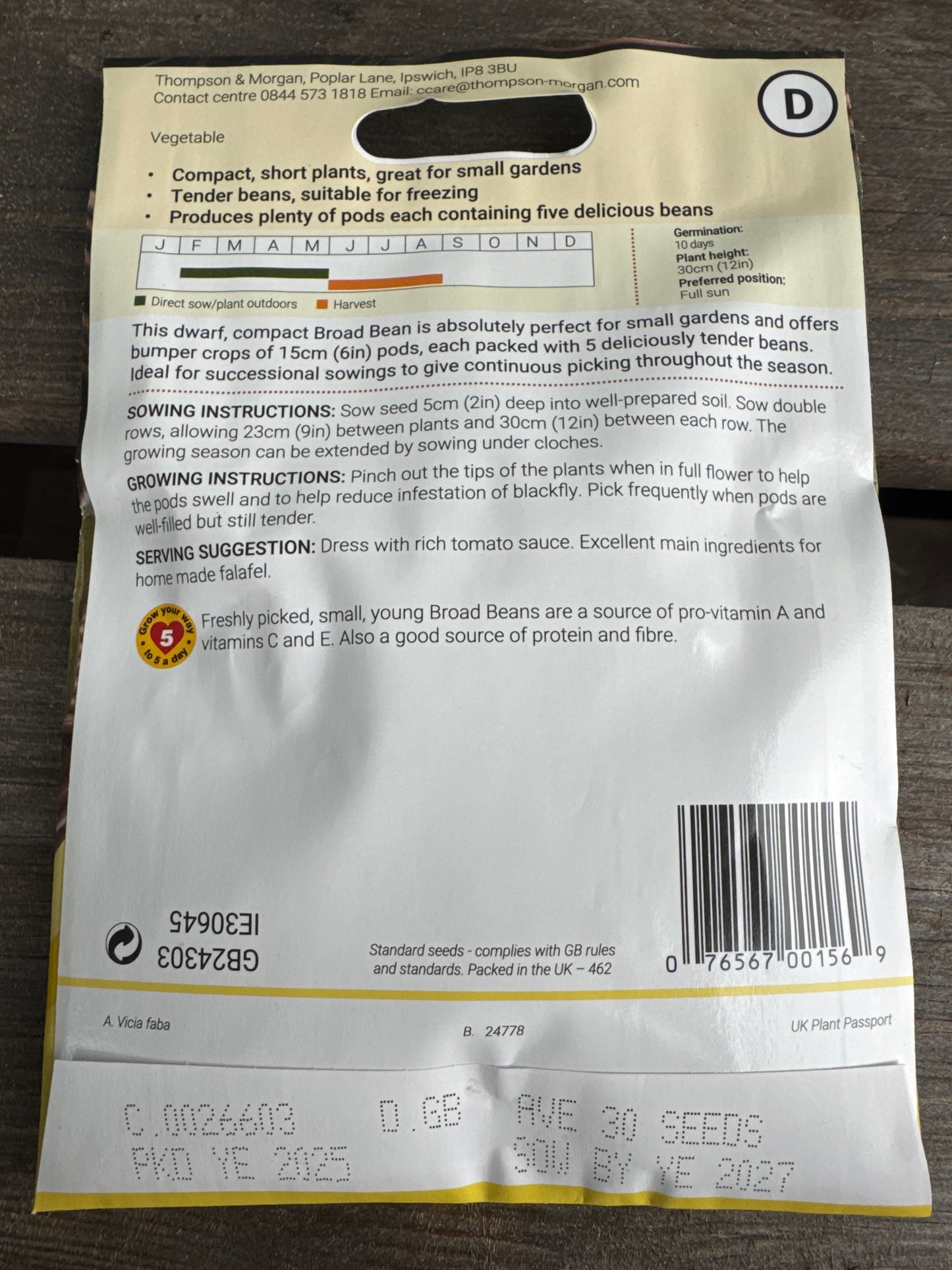 SEEDS - Broad Bean The Sutton