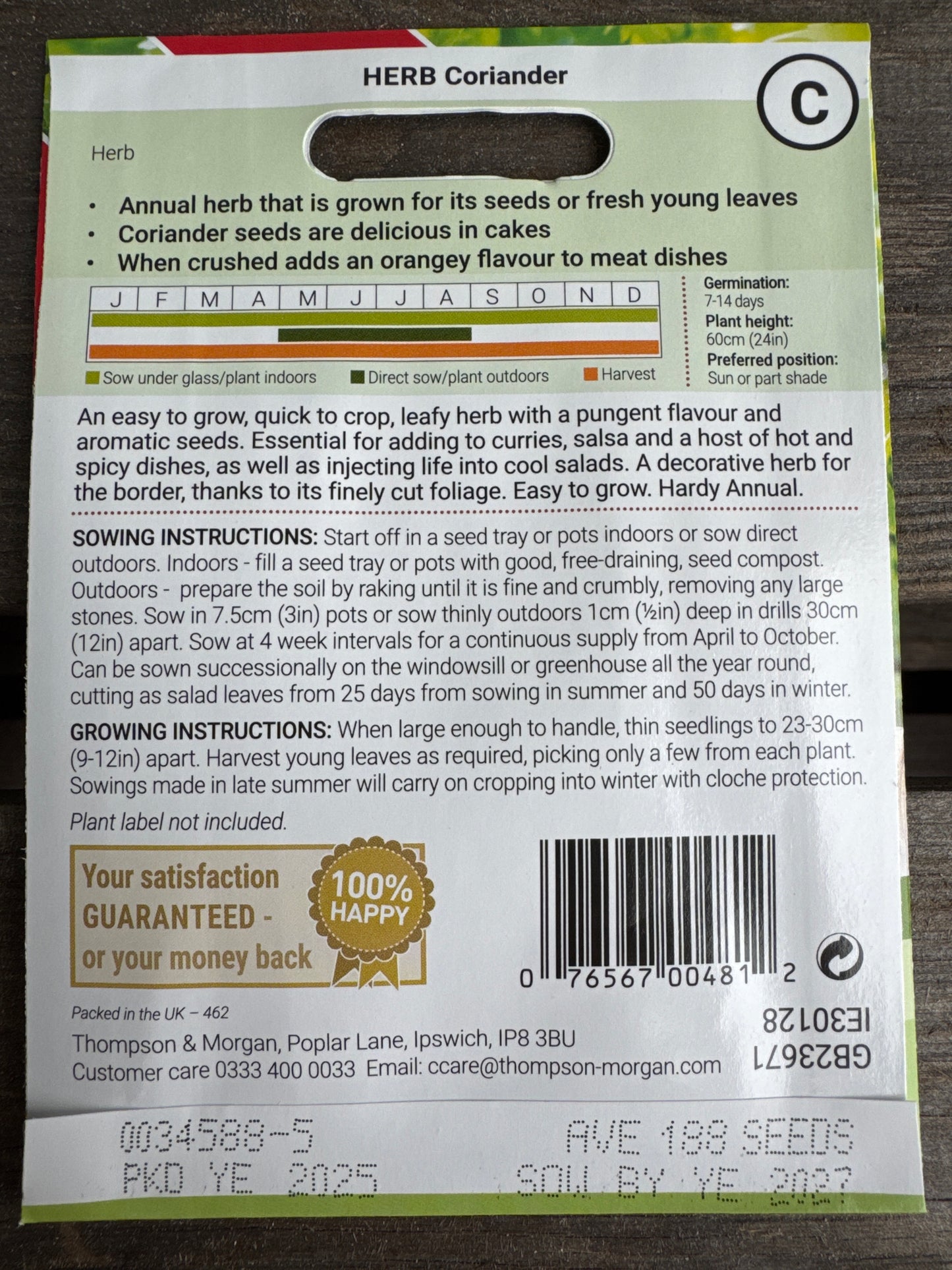 SEEDS - Herb Coriander