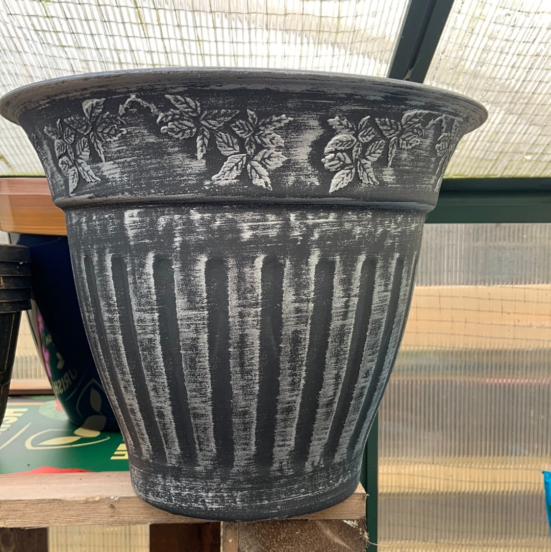 Floral Fluted Planter - 11.5” - Silver