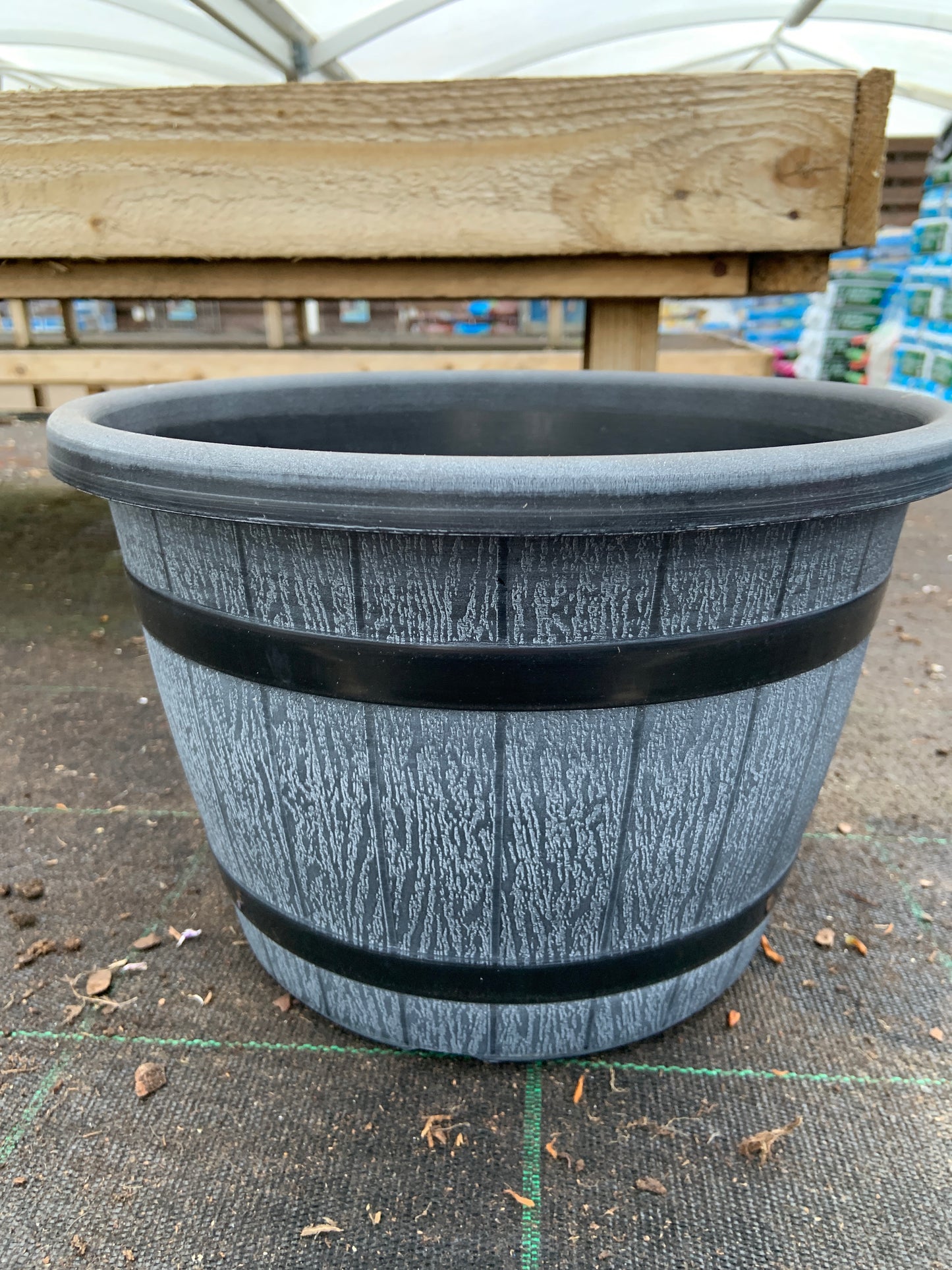 Barrel Planter - 12” - Grey