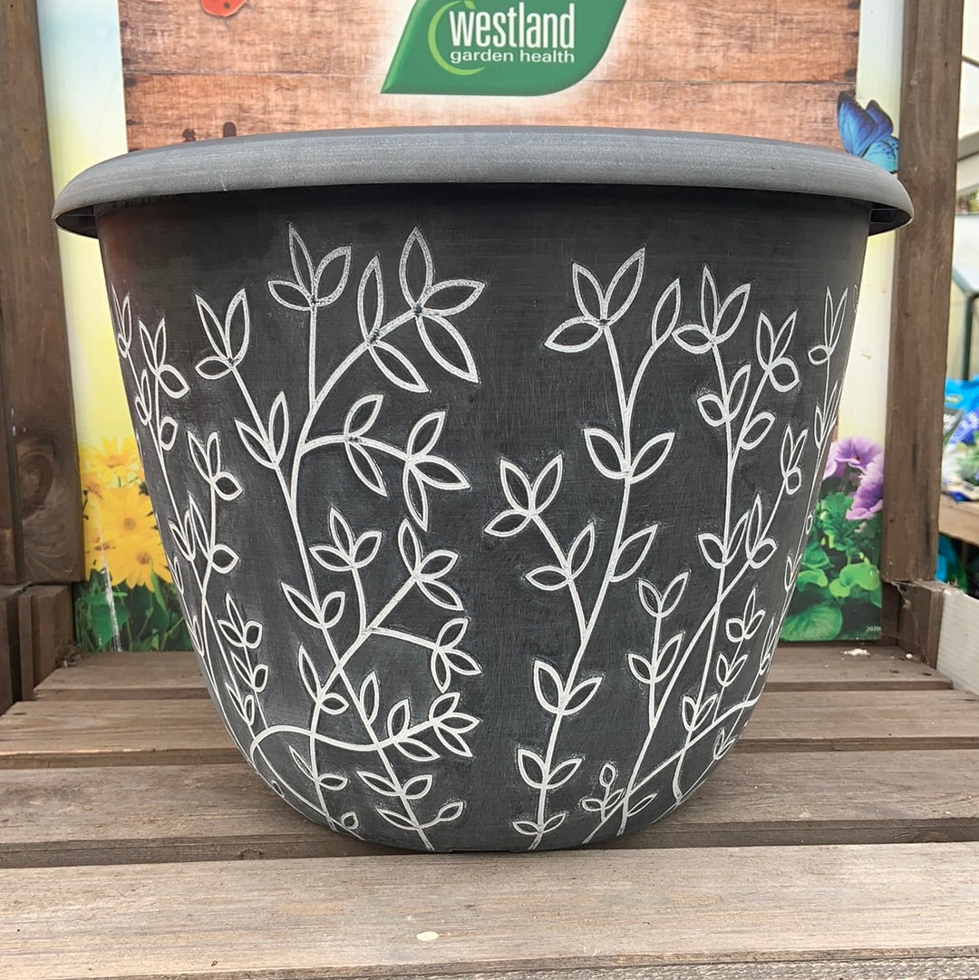 Serenity Planter - 14" - Black/White