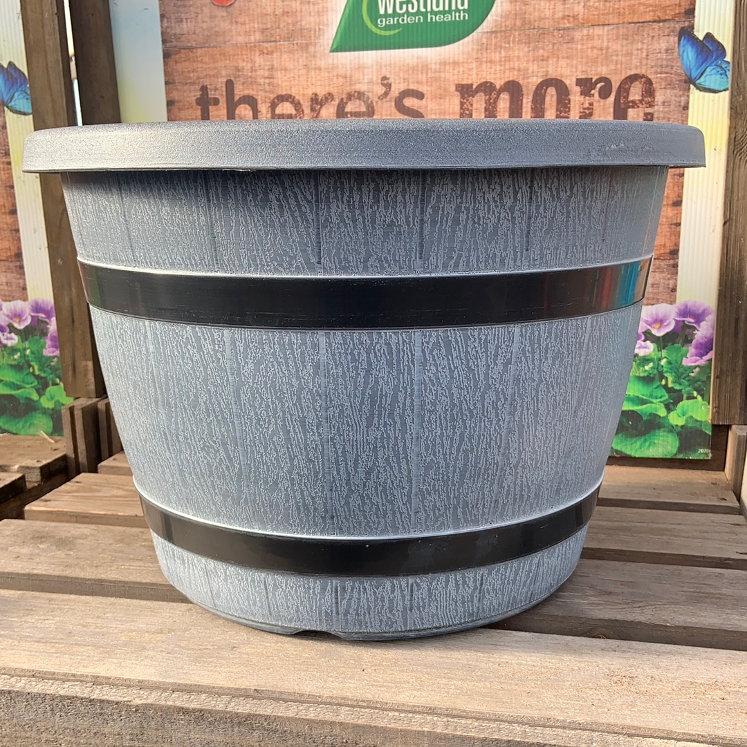 Barrel Planter - 16” - Grey