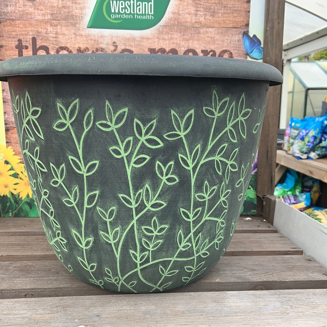 Serenity Planter - 14" - Black/Green