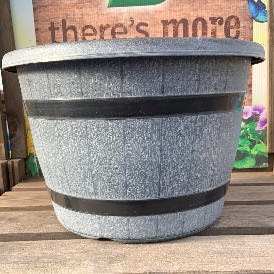 Barrel Planter - 14” - Grey