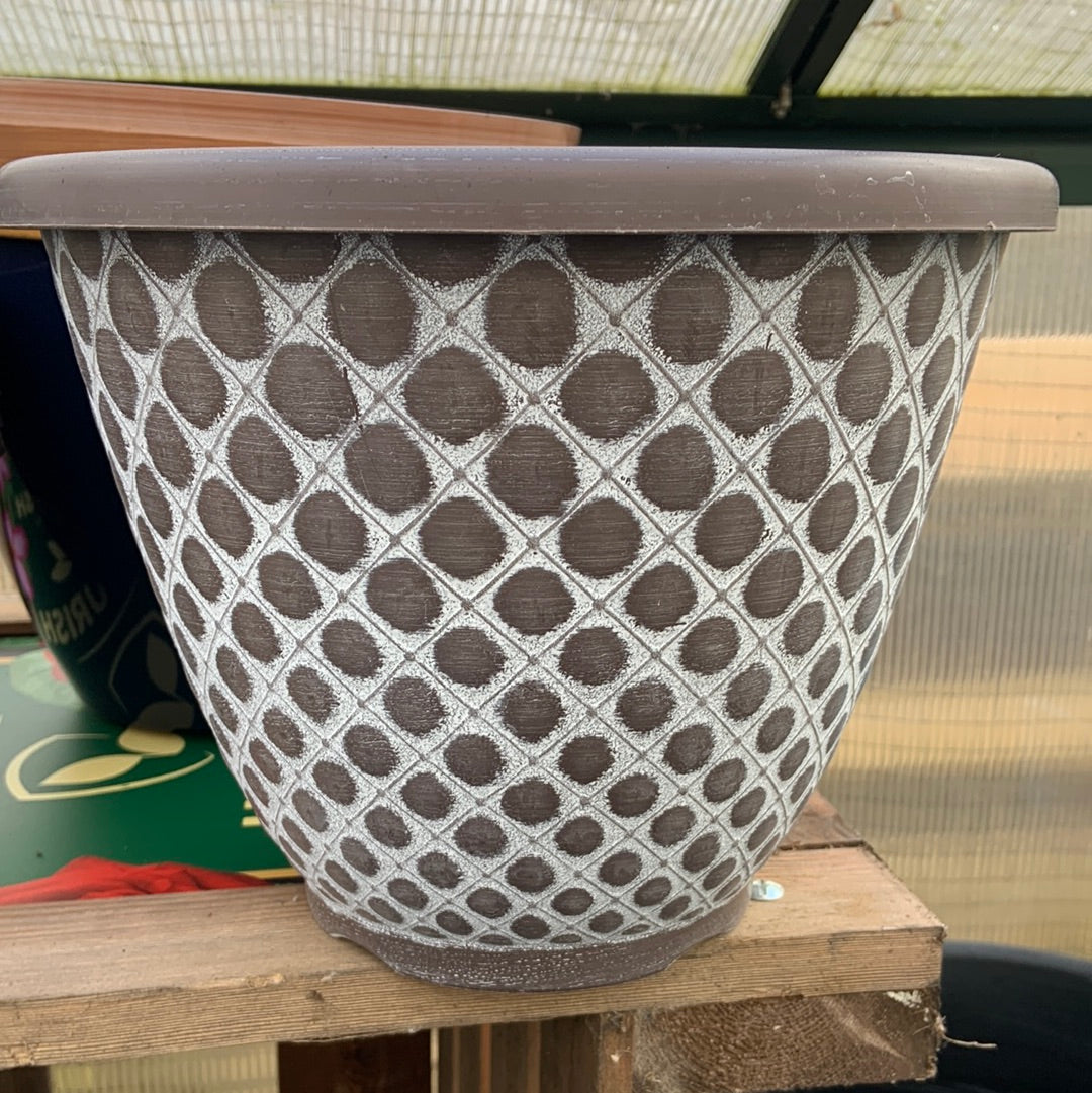 Bell Quilt Planter - 11” - Chocolate/White