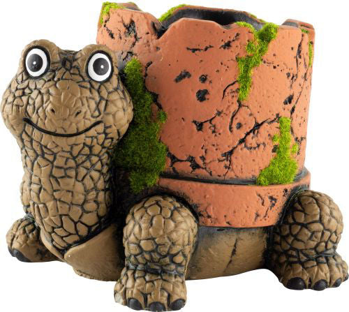 Cement Planter Turtle with Clay Pipe