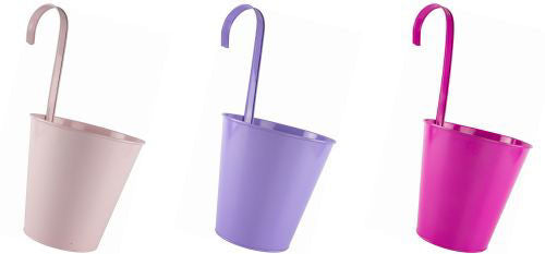 Metal Hanging Planter 16.5cm - Mixed Colours Pink