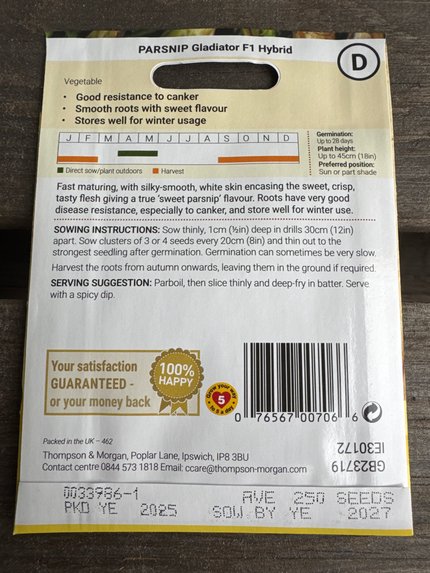 SEEDS - Parsnip Gladiator F1