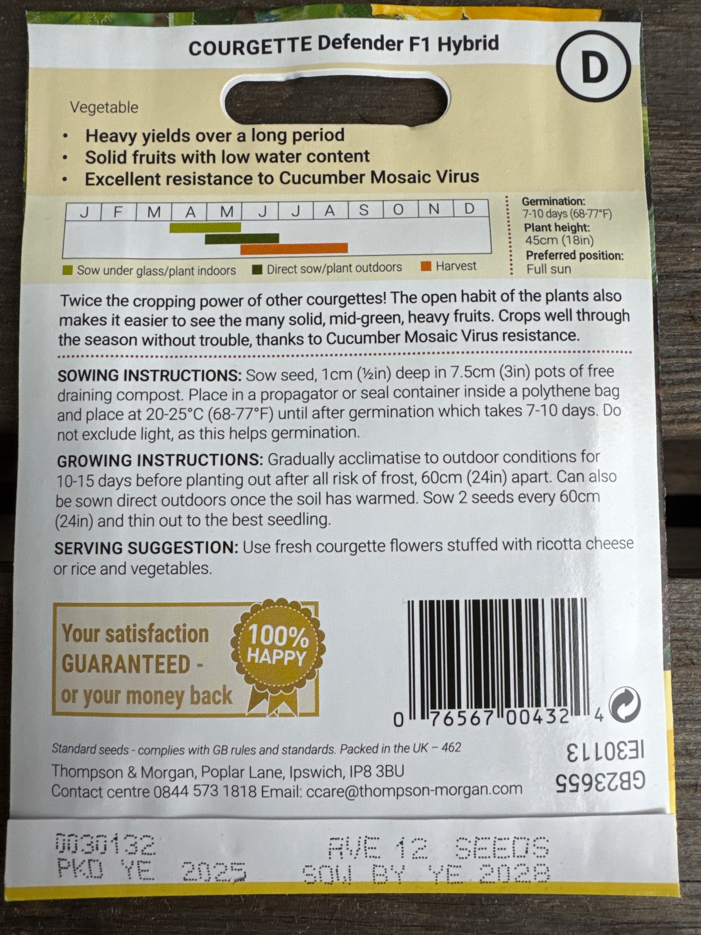 SEEDS - Courgette Defender F1