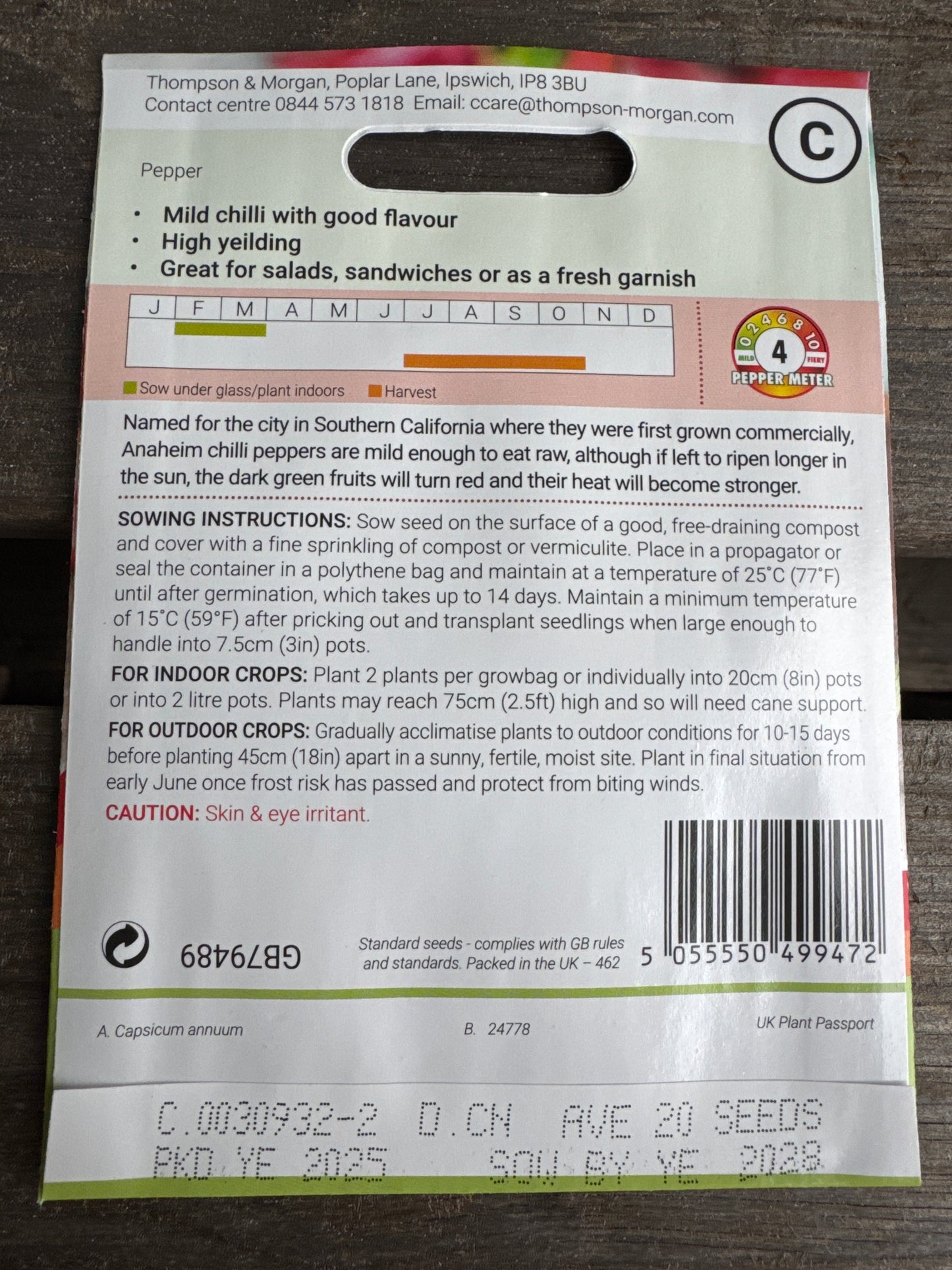 SEEDS - Pepper Chilli Anaheim