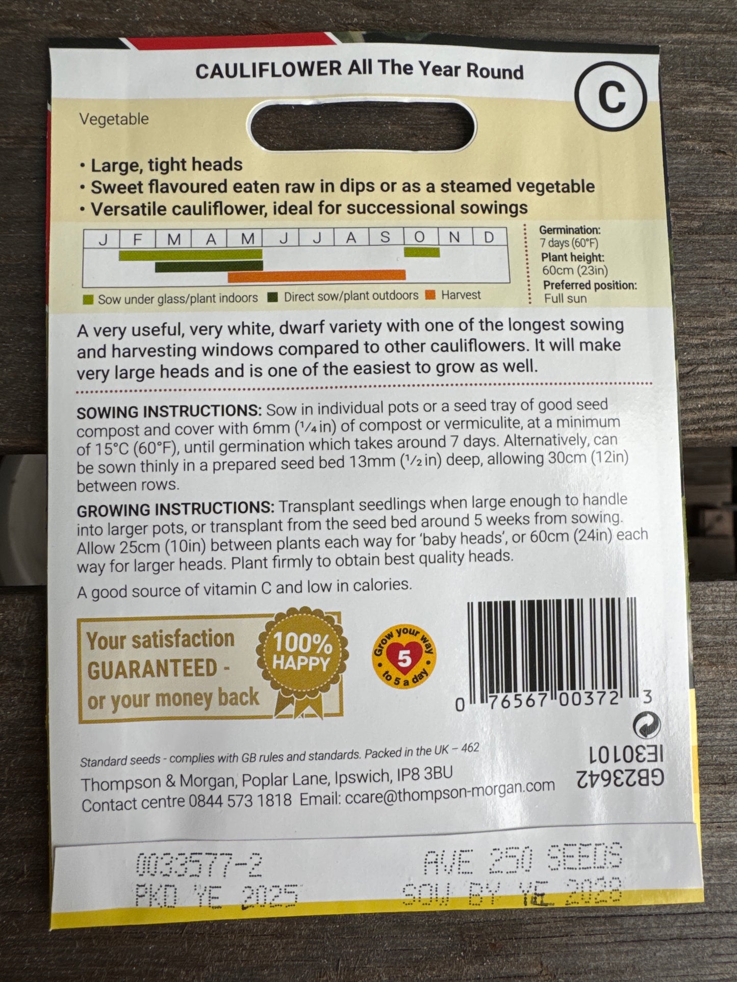 SEEDS - Cauliflower All The Year Round