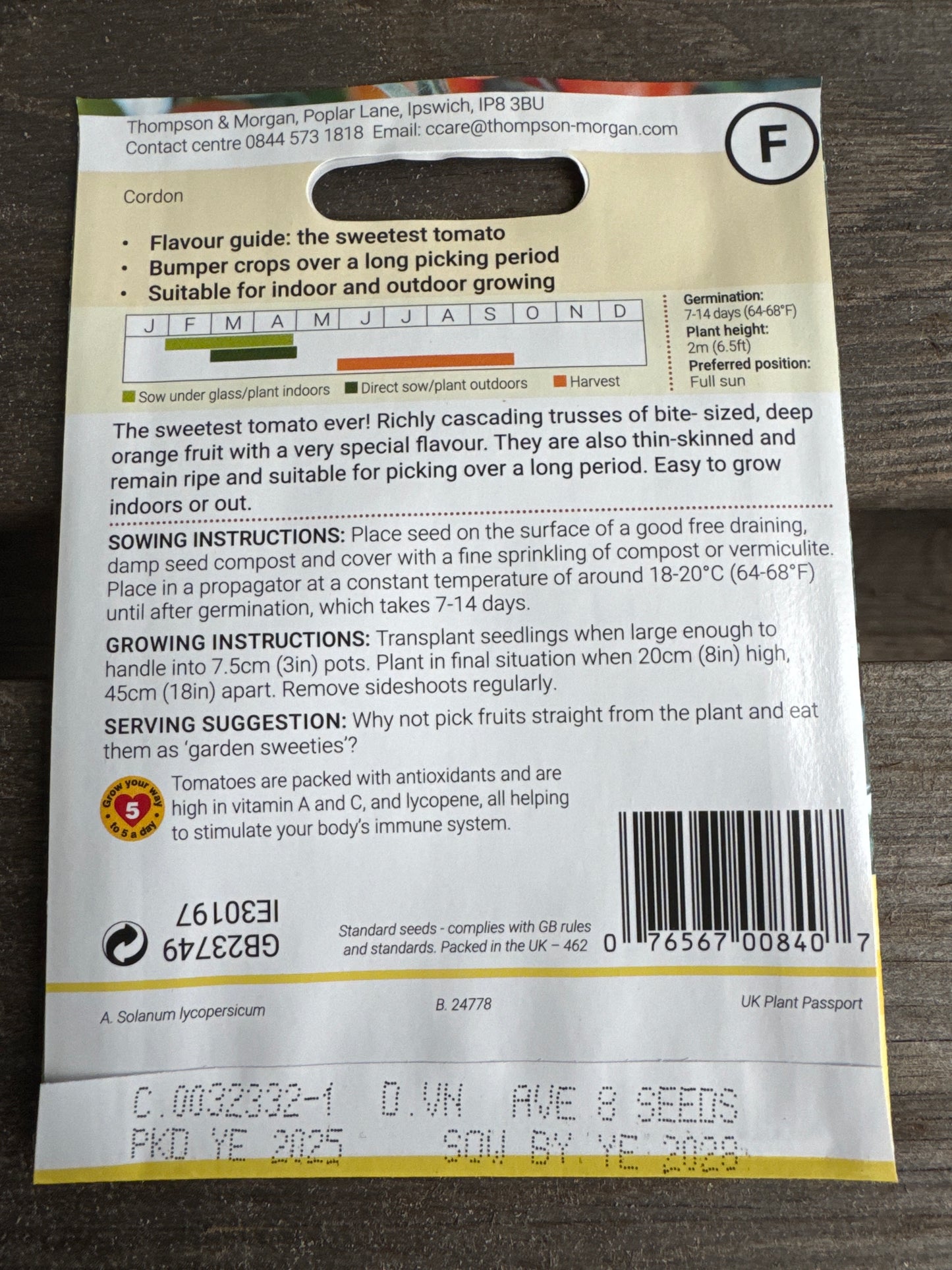 SEEDS - Tomato Sungold F1