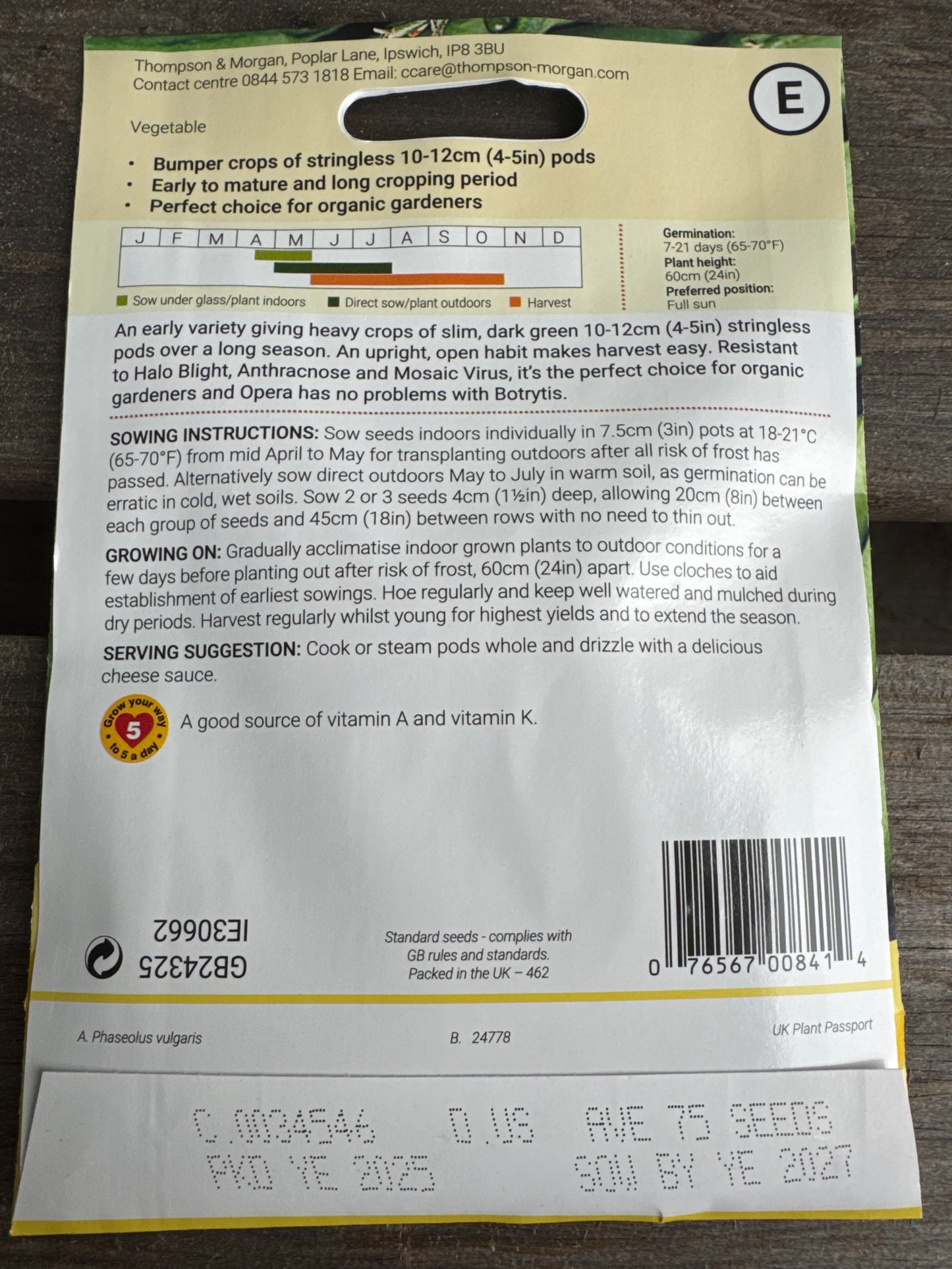 SEEDS - Dwarf Bean Opera