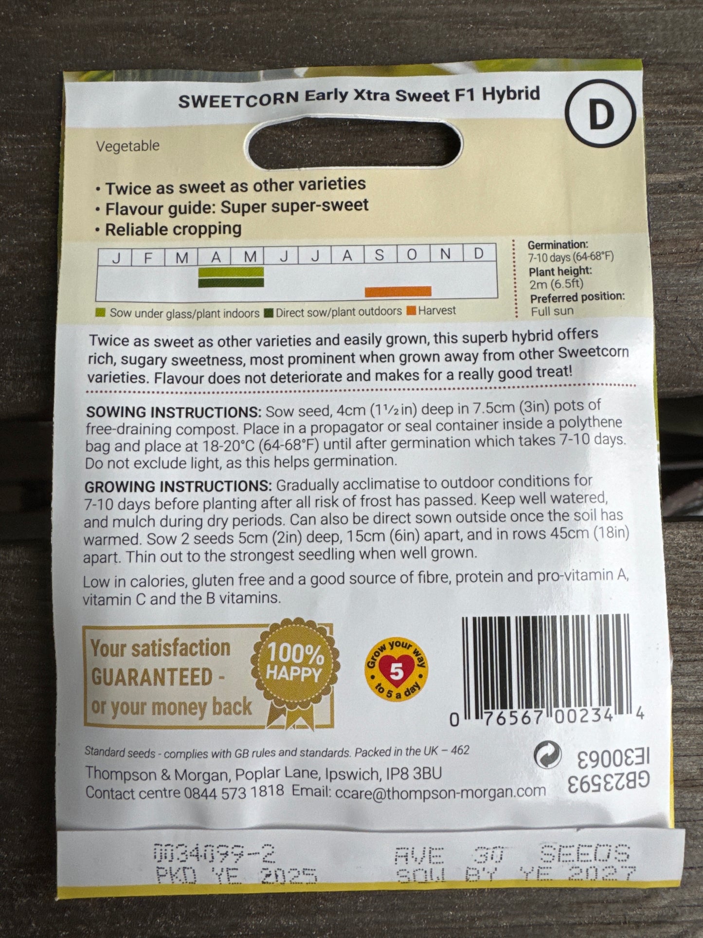 SEEDS - Sweetcorn Early Xtra Sweet F1