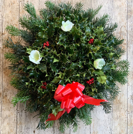 PRE-ORDER RED Bow Holly Wreath (10’ ring)