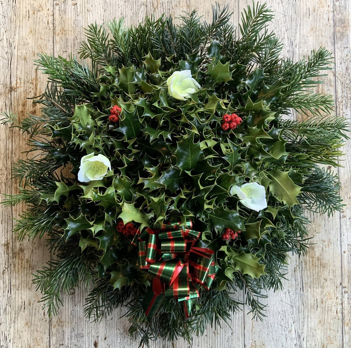 PRE-ORDER TARTAN Bow Holly Wreath (10’ ring)